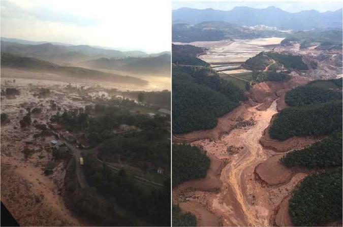 O rastro dos rejeitos: Fundão já tinha obras para atingir seu máximo, o que antes havia sido projetado só para 2020/22(foto: CBMMG/Divulgação) O rastro dos rejeitos: Fundão já tinha obras para atingir seu máximo, o que antes havia sido projetado só para 2020/22(foto: CBMMG/Divulgação)