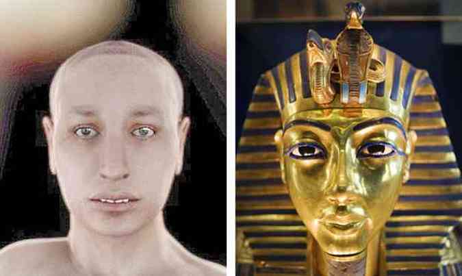 A face real de Tutancmon pode ter sido bem diferente da que sua mscara dourada dava a entender(foto: BBC / divulgao - Gardel Bertrand/Divulgao)