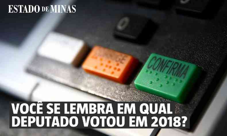 arte com foto de urna eletrnica e o ttulo Voc se lembra em qual deputado votou em 2018?