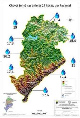 Regio de Venda Nova teve mais chuva nas ltimas 24 horas, segundo a Defesa Civil(foto: Defesa Civil BH/Divulgao)