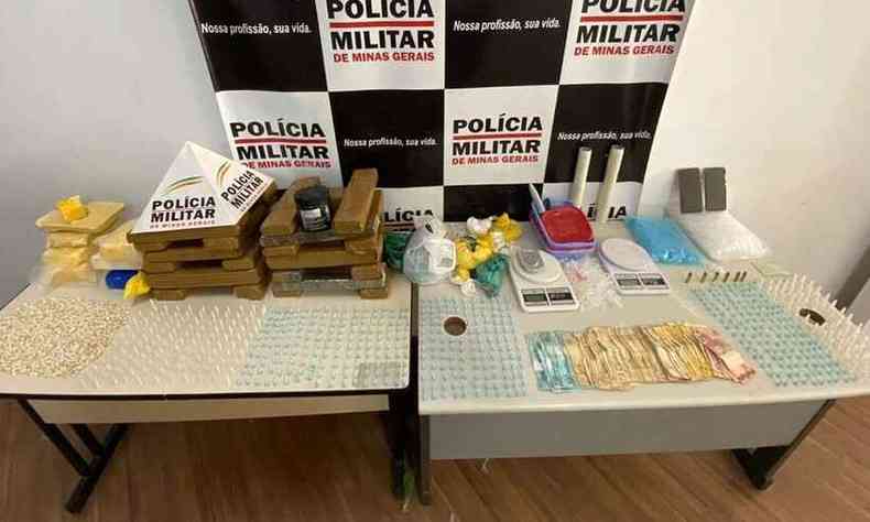 A grande parte do material foi encontrado na casa do ex-companheiro da vtima de agresso (foto: Divulgao/ Polcia Militar (PM))