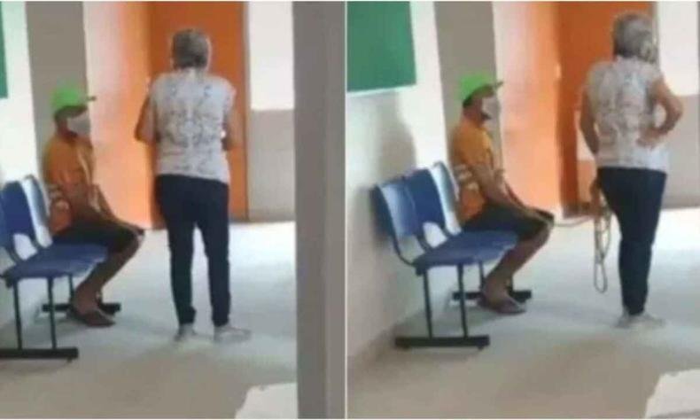 Mulher leva colega de trabalho amarrado para tomar a vacina contra a COVID-19, em Alagoas(foto: Twitter/Reprodução ) brincadeira, vacina