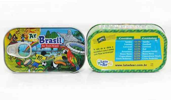 Entre os ingredientes da lata do Brasil, samba, futebol, carnaval, ax, Amaznia, Bossa Nova, Copacabana e Cristo Redentor(foto: Lata de Ar/Divulgao)