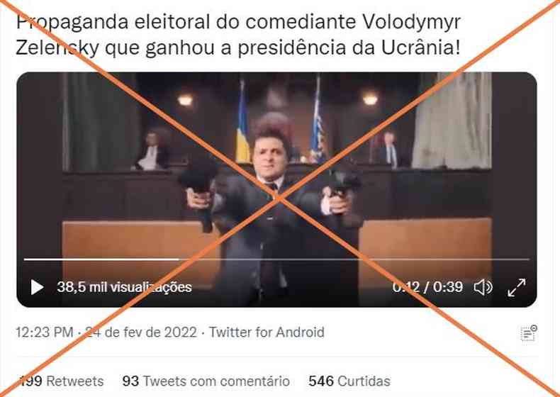 Captura de tela feita em 14 de maro de 2022 de uma publicao no Twitter