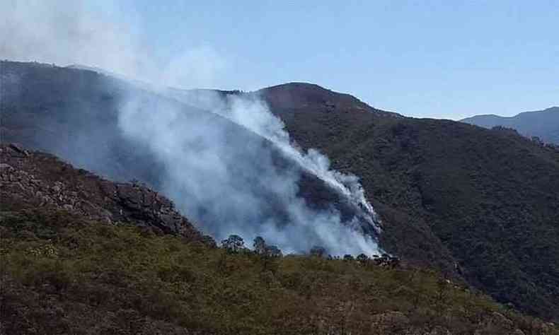 O incndio atingiu o parque de segunda-feira at sexta-feira(foto: Corpo de Bombeiros/Divulgao)