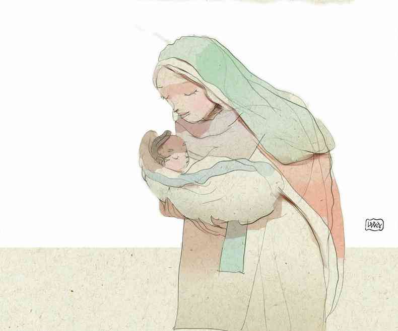 Ilustrao da Virgem Maria com Jesus 