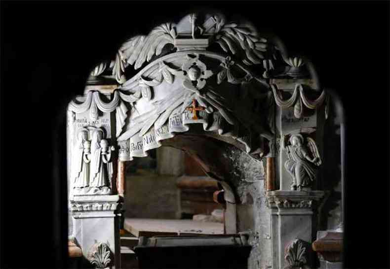 Entrada da tumba de Jesus na Igreja do Santo Sepulcro.(foto: AFP / THOMAS COEX )