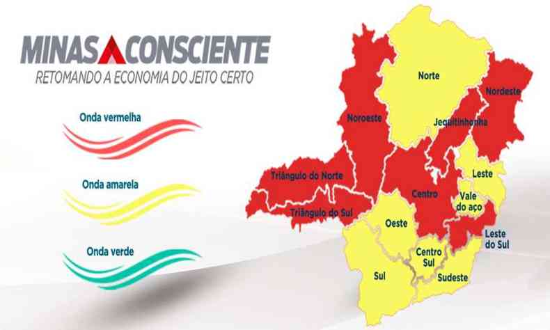 Regiões divididas segundo o plano Minas Consciente(foto: Imprensa MG)