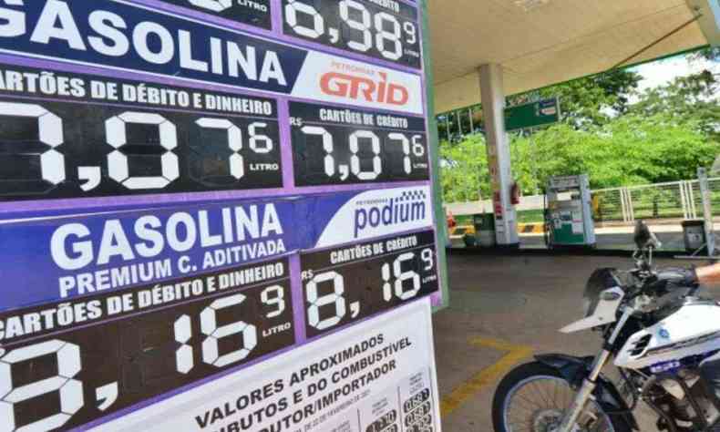 Preços de combustíveis no posto 