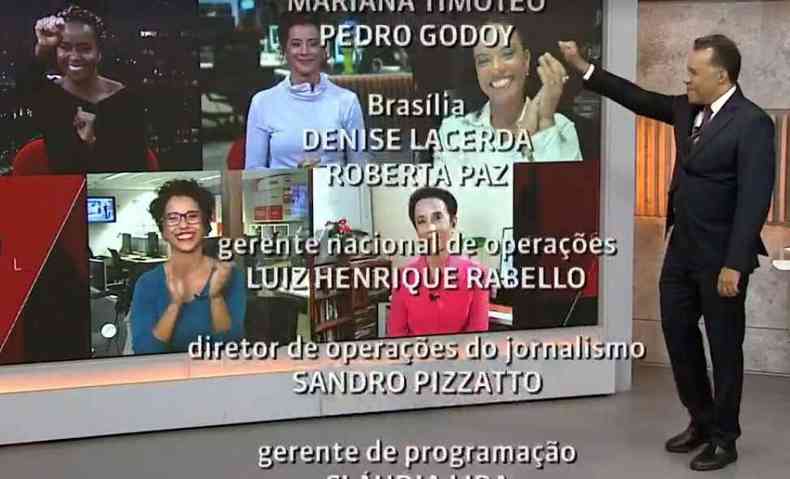 Heraldo Pereira e Maju Coutinho se despedindo com o 'cumprimento black', gesto imortalizado pelos Panteras Negras americanos(foto: Repdoruo/Globo News)