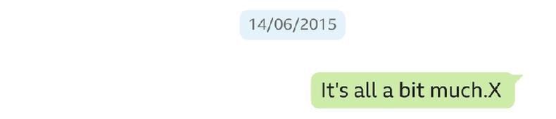 Mensagem escrita por Lucy Letby, datada de 14 de junho de 2015. Ela diz: Tudo � demais.