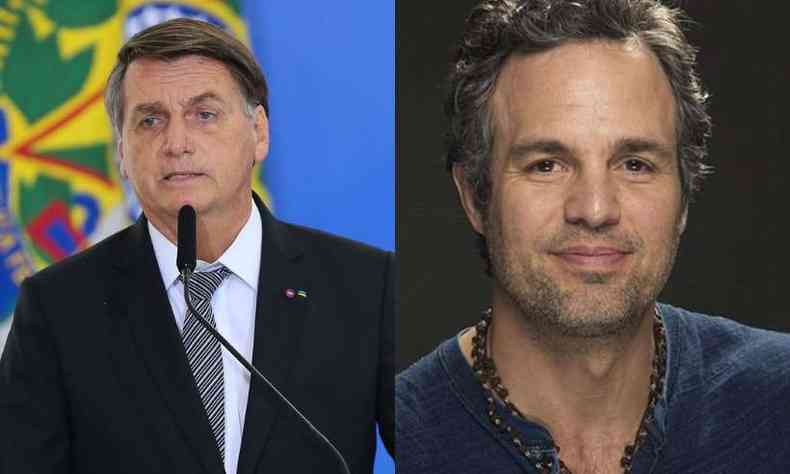Foto de Jair Bolsonaro e de Mark Ruffalo
