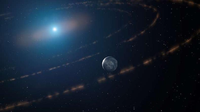 Impressão artística de um planeta orbitando uma estrela anã branca. Esse planeta poderia sustentar a vida?(foto: Mark A. Garlick ) Estrela anã branca com planeta