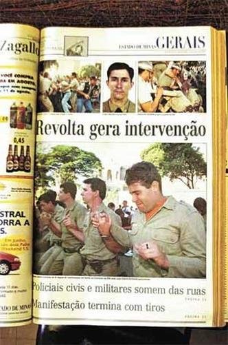Greve da PM - 1997 EM destacou movimento dos militares, que culminou na morte do cabo Val�rio(foto: Reprodu��o/EM)