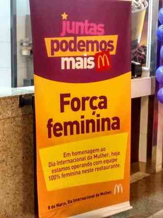 Cartaz do McDonalds divulga ao voltado ao Dia Internacional da Mulher(foto: Reproduo/Redes sociais)