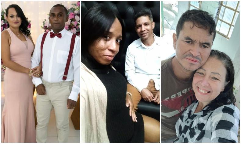 Da esquerda à direita: Cláudia Regina da Silva e Wagner Marcos Duarte; Letícia Caroline de Fátima Mesquita e Adriano da Glória Fernando; e Kely Rodrigues de Moura Santos e Paulo Cesar da Silva(foto: Arquivo pessoal cedido ao EM/Reprodução) Fotomontagem reunindo três casais.