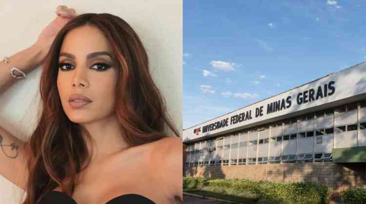 Montagem de foto de Anitta ao lado do prdio da Universidade Federal de Minas Gerais