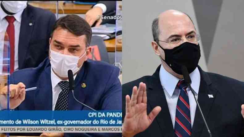 Flvio Bolsonaro e Witzel bateram boca durante sesso da CPI(foto: Reproduo Senado)