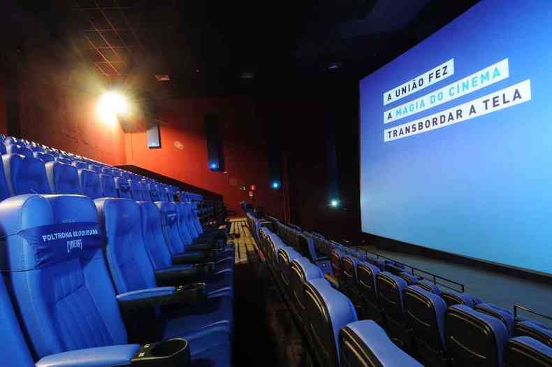 Sala de cinema preparada para a reabertura no Boulevard Shopping