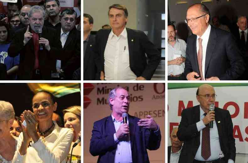Lula, Bolsonaro, Alckmin, Marina, Ciro e Meirelles estão entre os principais candidatos(foto: Jair Amaral / Marcos Vieira / Edésio Ferreira )