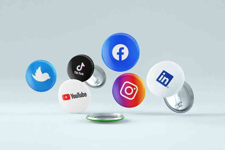 Botons com logomarca das redes sociais