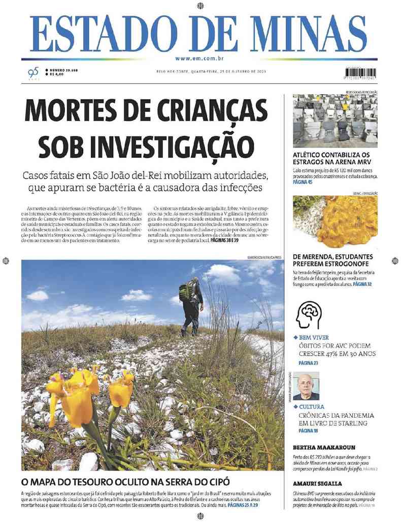 Confira a Capa do Jornal Estado de Minas do dia 10/08/2023