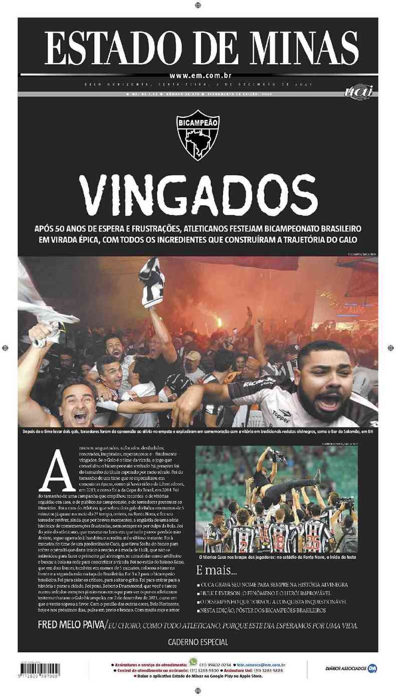 Confira a Capa do Jornal Estado de Minas do dia 03/12/2021