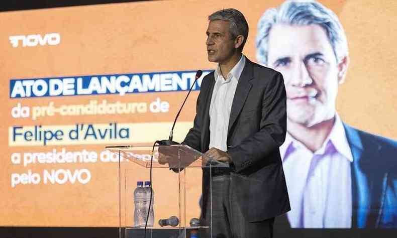 Felipe d'Ávila em evento que o confirmou como pré-candidato do Novo ao Planalto