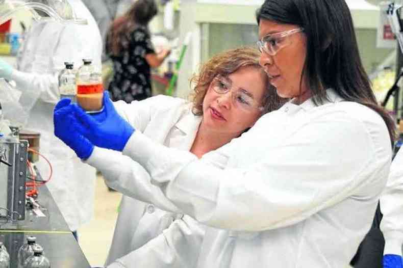 Anca Delgado (esquerda) estuda um processo de gerao de energia a partir de compostos orgnicos