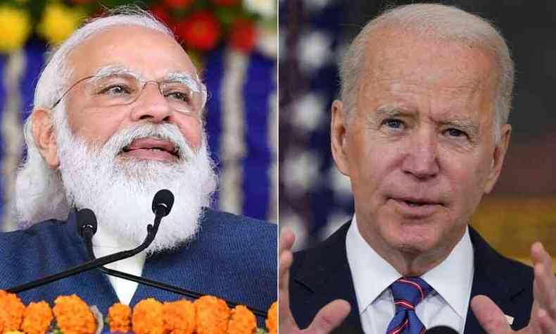 Primeiro-ministro indiano, Narendra Modi agradeceu ajuda dos Estados Unidos de Joe Biden(foto: MANDEL NGAN / AFP / INDIAN PRESS INFORMATION BUREAU)
