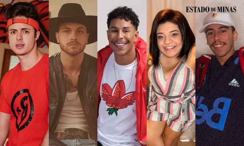 Enaldinho, Gustavo Tubarão, Isaías Silva, Pequena Lo e Thiago Tizzy sobre como se tornar influenciadores digitais de sucesso(foto: Divulgação) Montagem com cinco fotos mostram os influenciadores digitais Enaldinho, Gustavo Tubarão, Isaías Silva, Pequena Lo e Thiago Tizzy