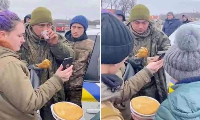 Soldado russo se alimenta e chora ao falar com a me ao telefone 
