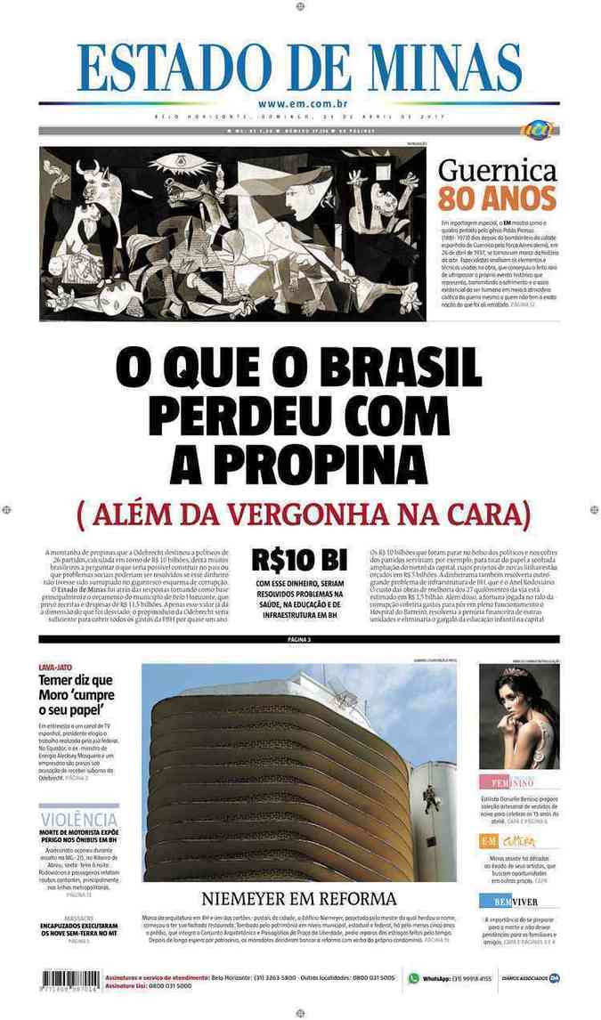 Confira a Capa do Jornal Estado de Minas do dia 23/04/2017