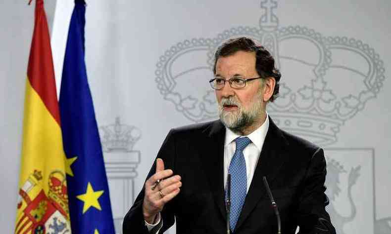 Rajoy anunciou a destituio de Carles Puigdemont, presidente da Catalunha, e outras autoridades regionais(foto: Javier Soariano/AFP )
