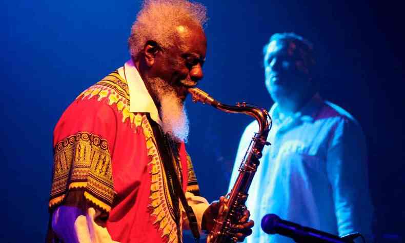 O saxofonista Pharoah Sanders durante show