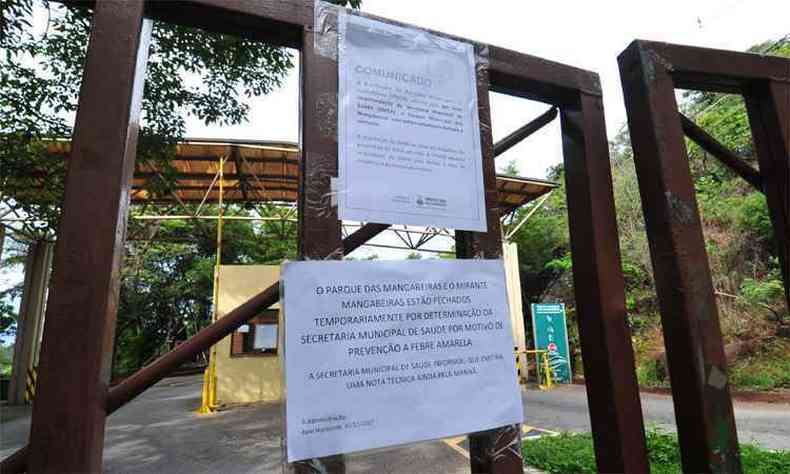 No fim do ano, o Parque das Mangabeiras, em BH, foi fechado devido  morte de macacos, sinal de circulao do vrus que transmite a febre amarela na rea (foto: Ramon Lisboa/EM/DA Press - 30/11/17)