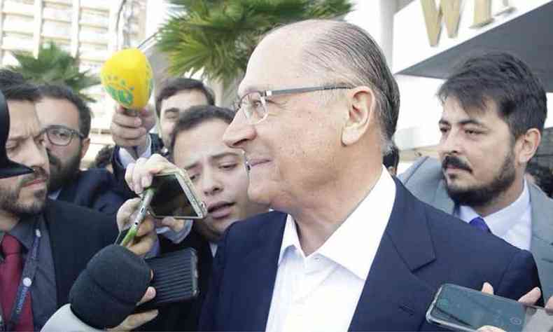 Alckmin durante coletiva  imprensa, aps anncio oficial do Centro(foto: Reproduo/Facebook)