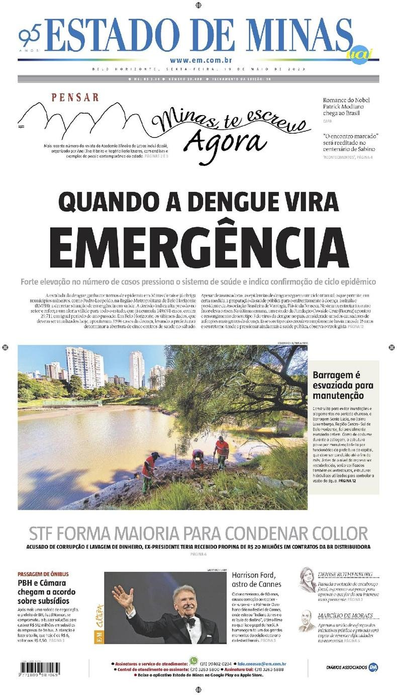 Confira a Capa do Jornal Estado de Minas do dia 19/05/2023