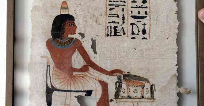 Pintura funerria em linho egpcio realizada h cerca de 3.400 anos
