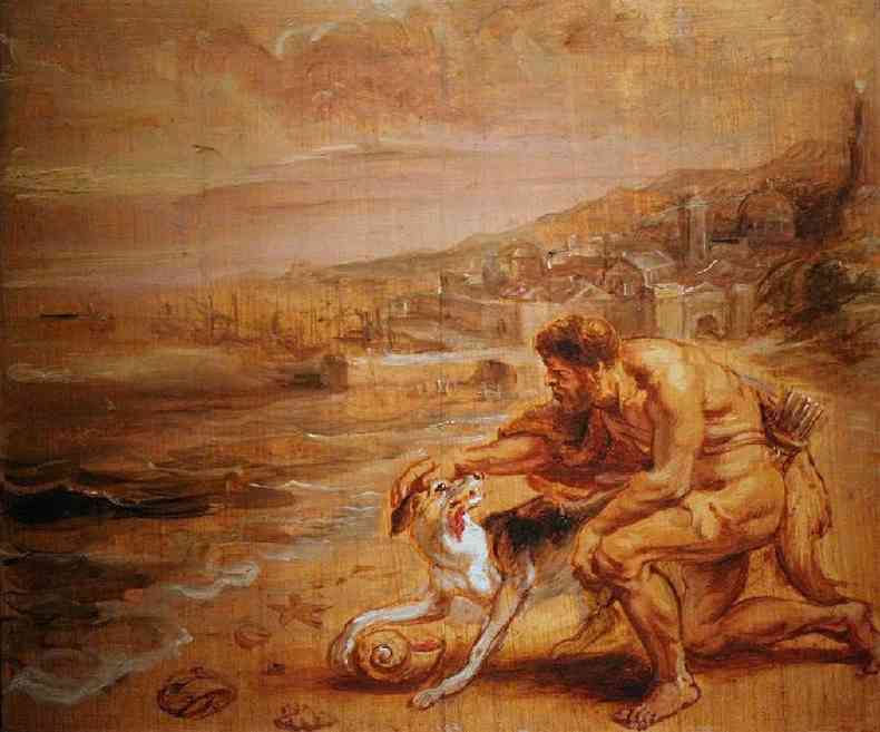 Obra de Peter Paul Rubens (por volta de 1636) retrata a descoberta do prpura por Hrcules
