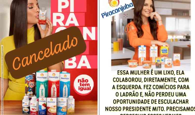 Imagens nas redes sociais proferem xingamentos a Ivete Sangalo e pedem boicote  Piracanjuba, da qual a cantora  garota propaganda