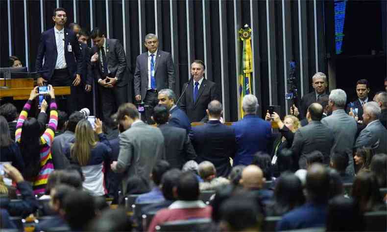 Bolsonaro participou nesta quarta-feira de solenidade na Cmara dos Deputados(foto: Will Shutter/ Cmara dos Deputados)