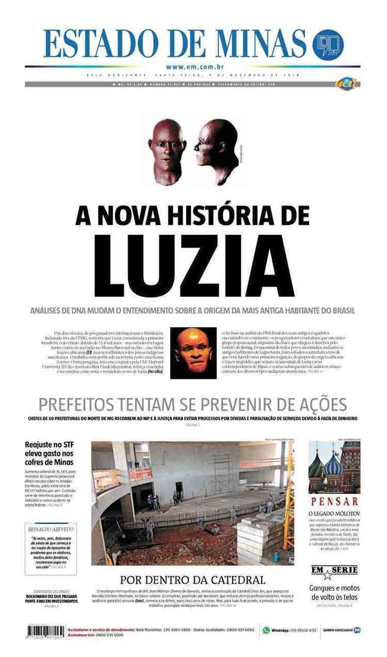 Confira a Capa do Jornal Estado de Minas do dia 09/11/2018(foto: Estado de Minas)