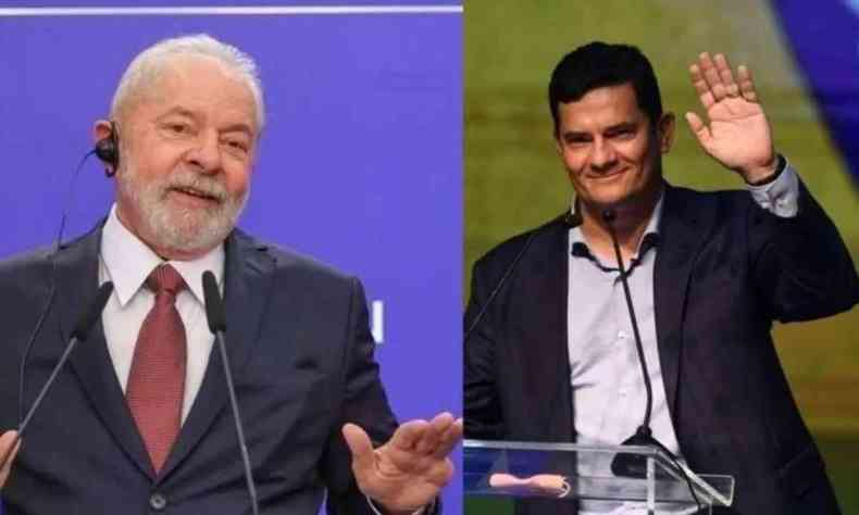 Montagem com Lula a esquerda e Sergio Moro a direita