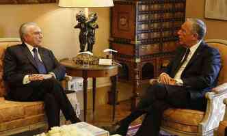 Temer foi recebido pelo presidente de Portugal, Marcelo Rebelo(foto: Isac Nobrega/PR)