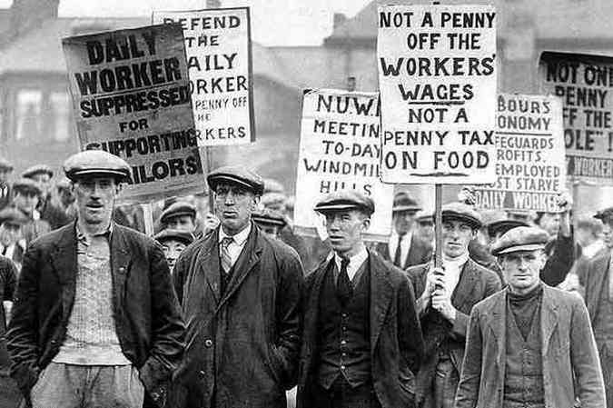 Greve geral de 1926 na Inglaterra. Luta por melhores salrios e condies de trabalho.(foto: Internet/DM)