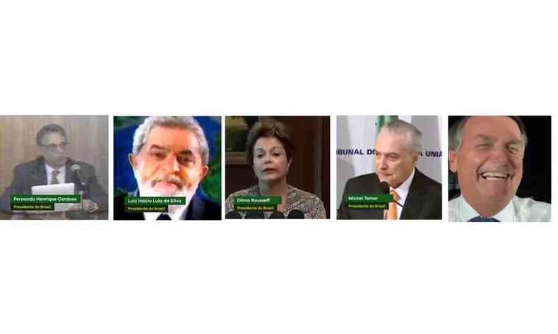 FHC, Lula, Dilma, Temer e Bolsonaro(foto: Redes Sociais/Reproduo)