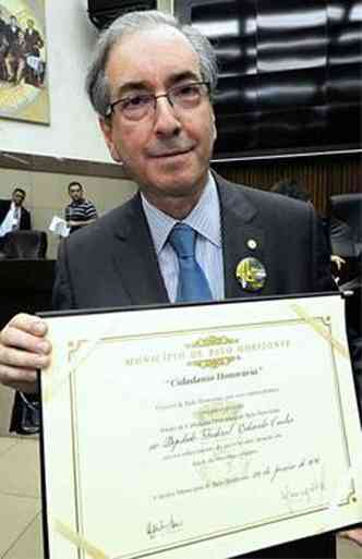 Cunha recebeu o ttulo em janeiro na Cmara Municipal de Belo Horizonte(foto: Jair Amaral/EM/D.A Press - 23/1/15)