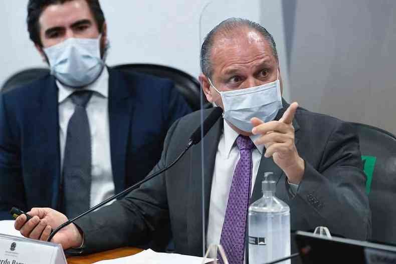 Ricardo Barros em depoimento  CPI da COVID nesta quinta-feira(foto: Jefferson Rudy/Agncia Senado)