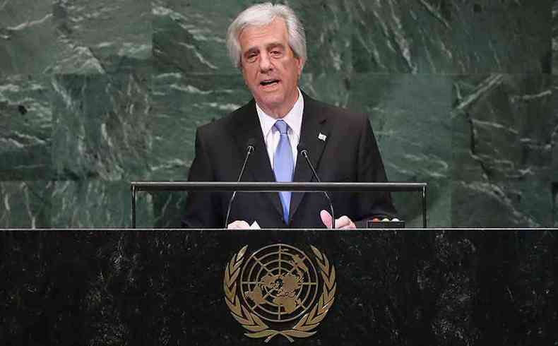 Ex-presidente uruguaio em discurso na Assembleia Geral das Naes Unidas em 2018(foto: AFP / GETTY IMAGES NORTH AMERICA / JOHN MOORE)